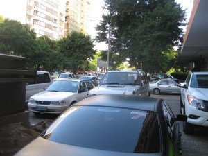 So many cars, so little space for pedestrians!
